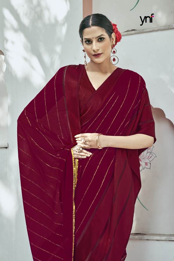 Ynf Gandhari Mukaish Stylish Fancy Party Wear Georgette Latest Saree Collection